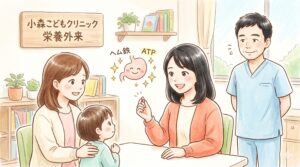 栄養カウンセラーがヘム鉄と無機鉄の違いを説明しています。